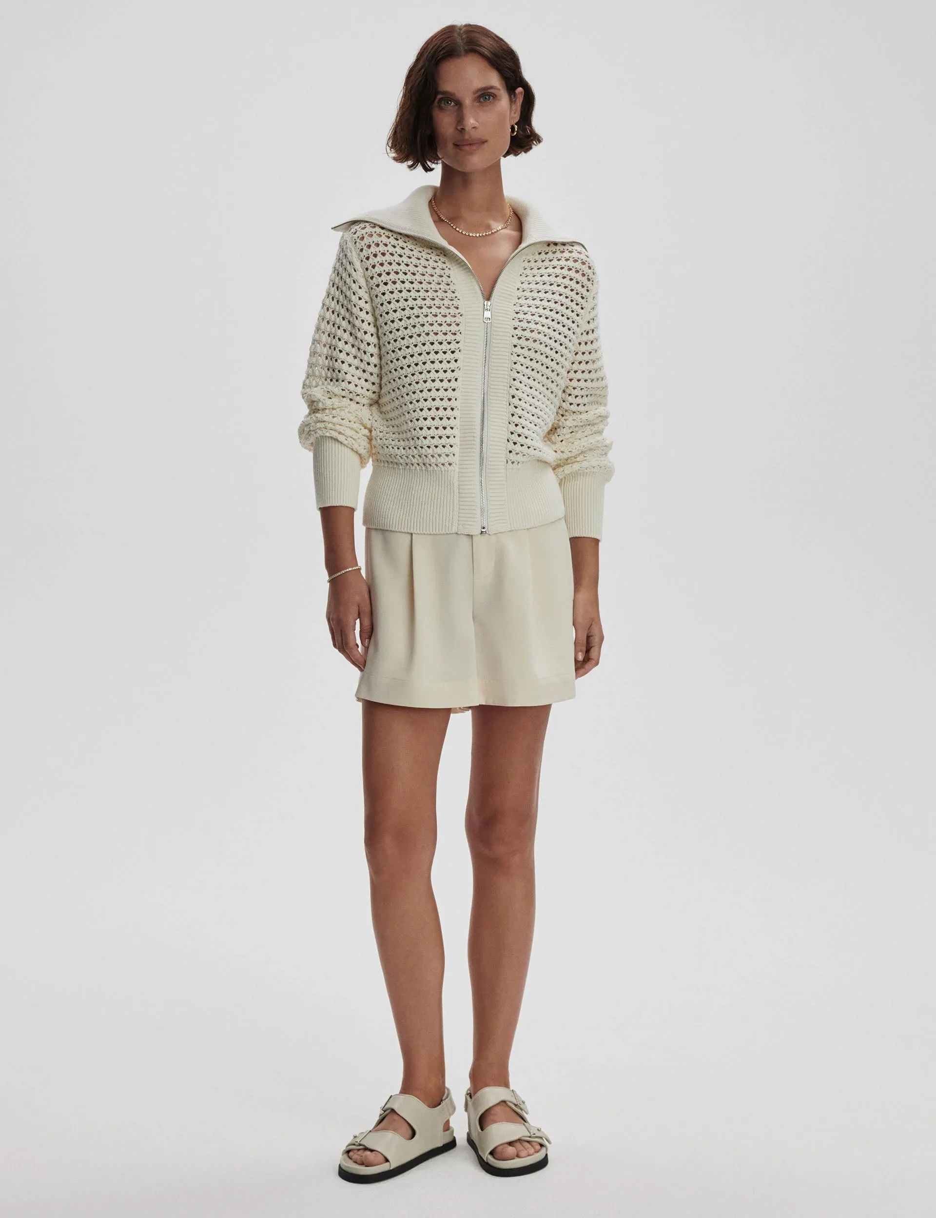 Eloise Zip-Through Knit - Egret