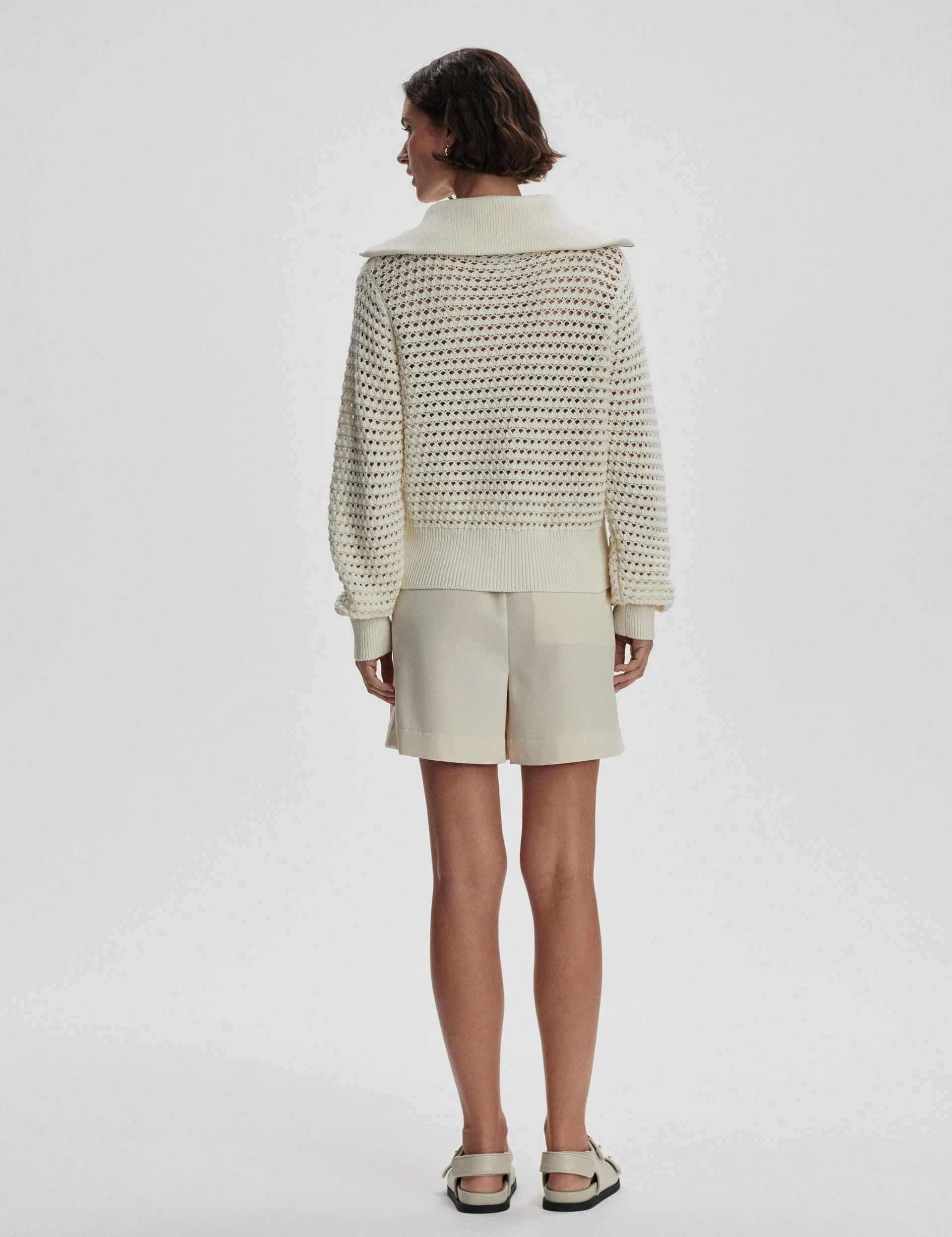 Eloise Zip-Through Knit - Egret