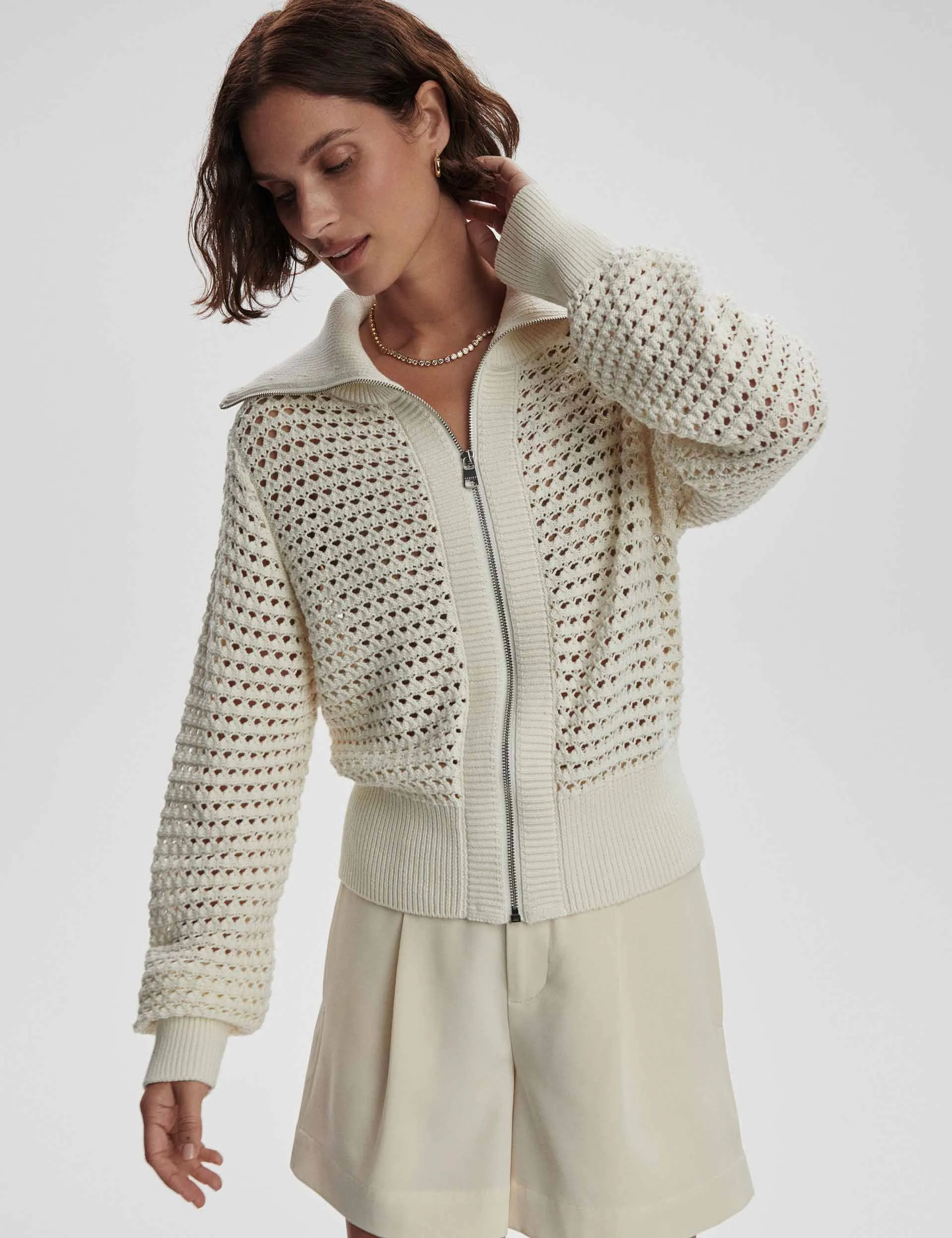 Eloise Zip-Through Knit - Egret