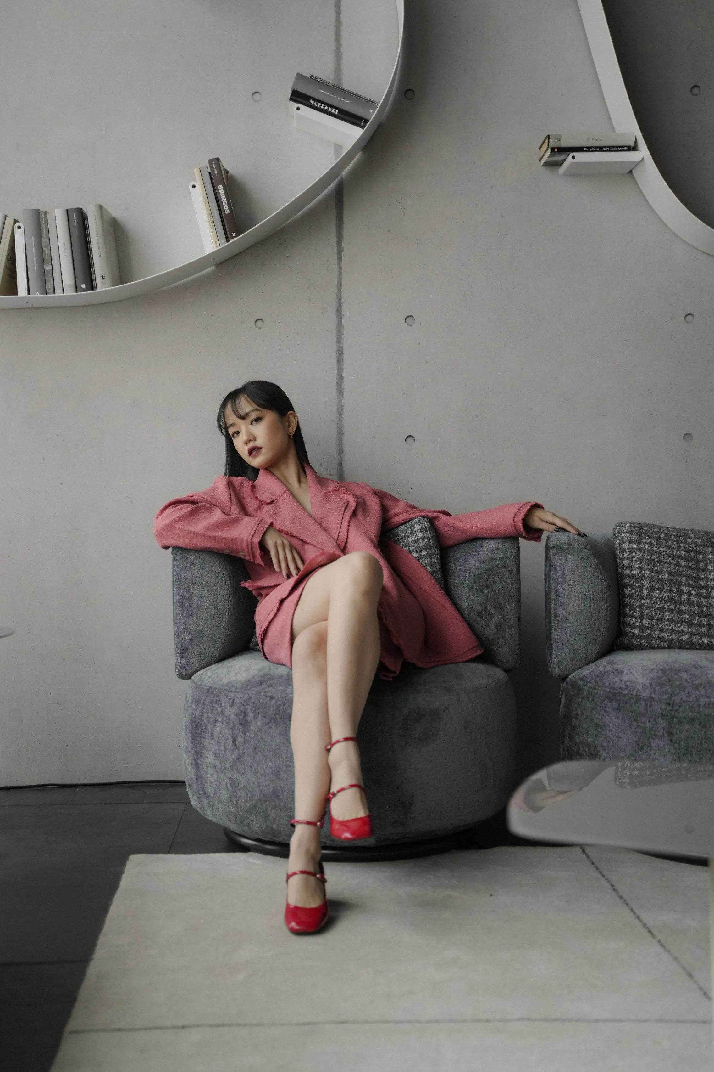 ELXIEL TWEED BLAZER IN POPPY LILY