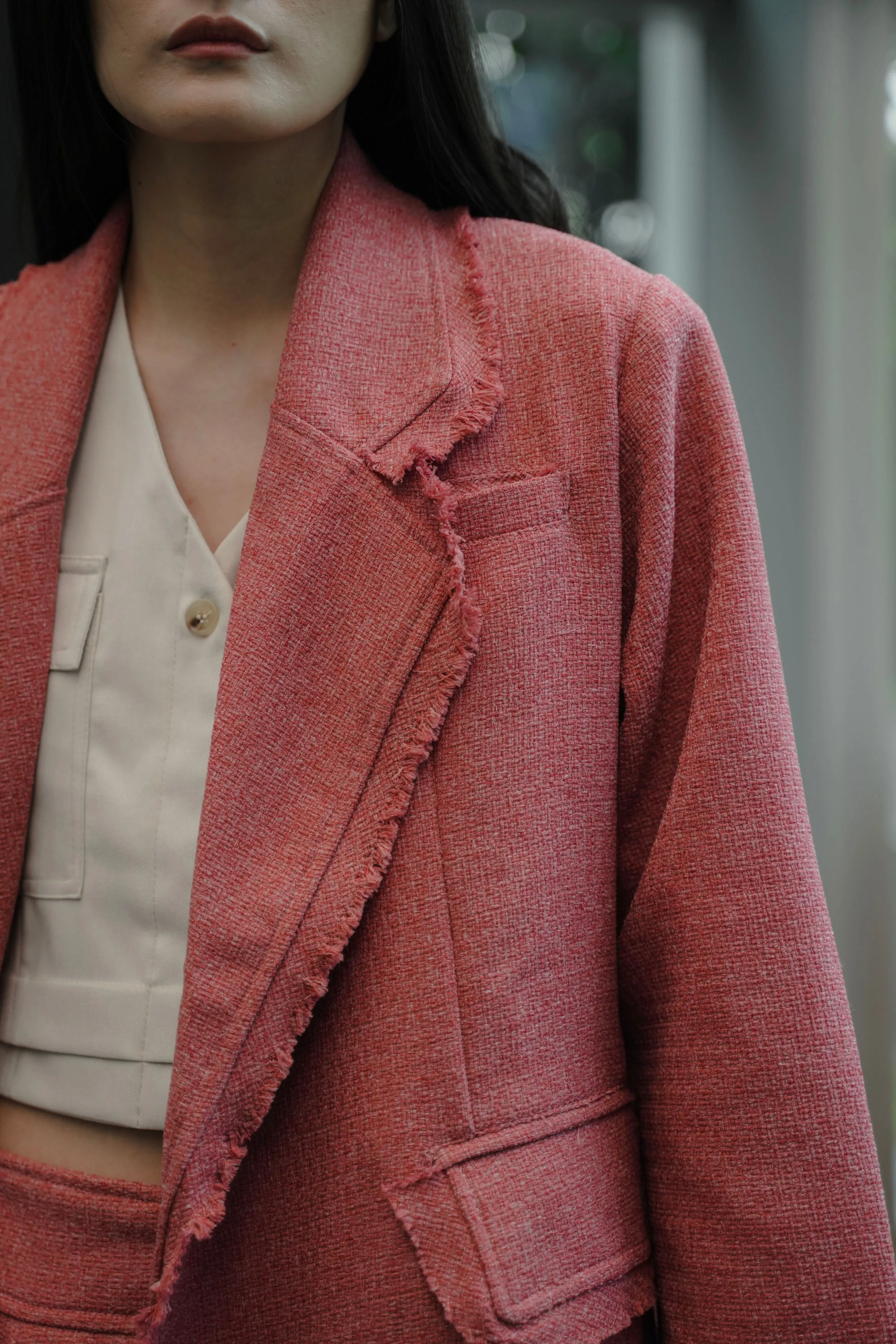 ELXIEL TWEED BLAZER IN POPPY LILY