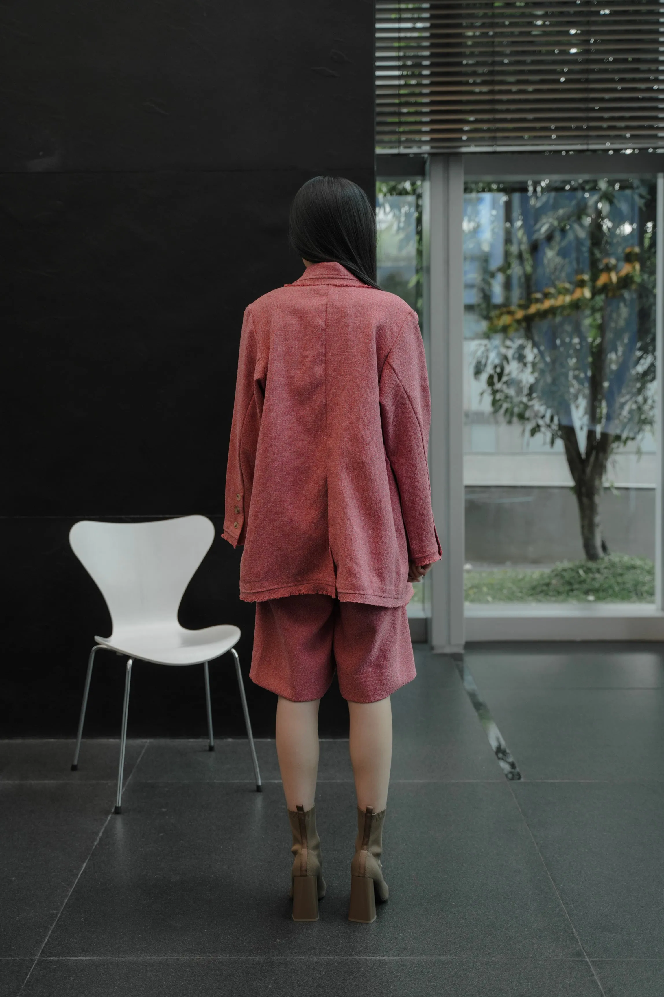 ELXIEL TWEED BLAZER IN POPPY LILY