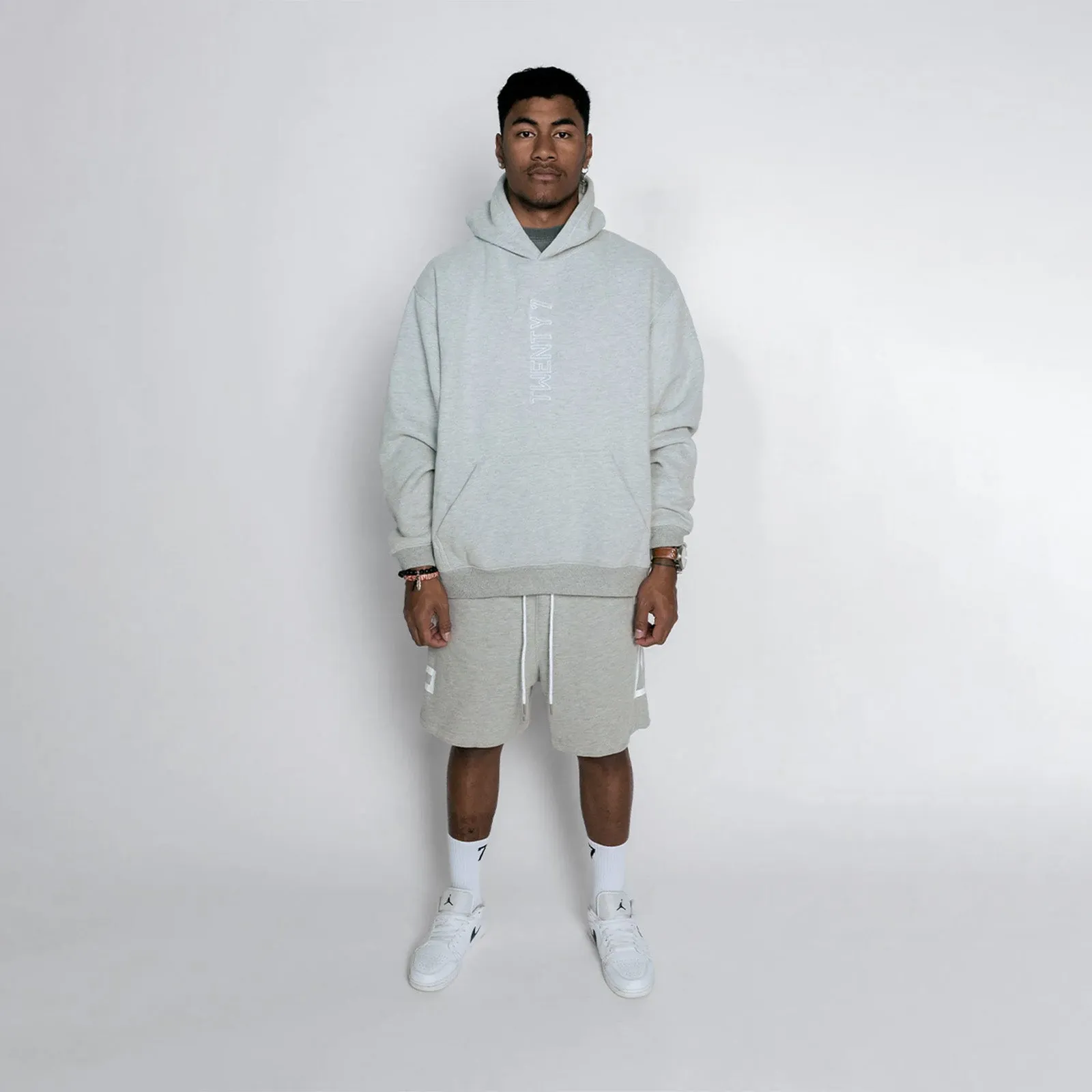 Embroided Hoodie - Light Grey