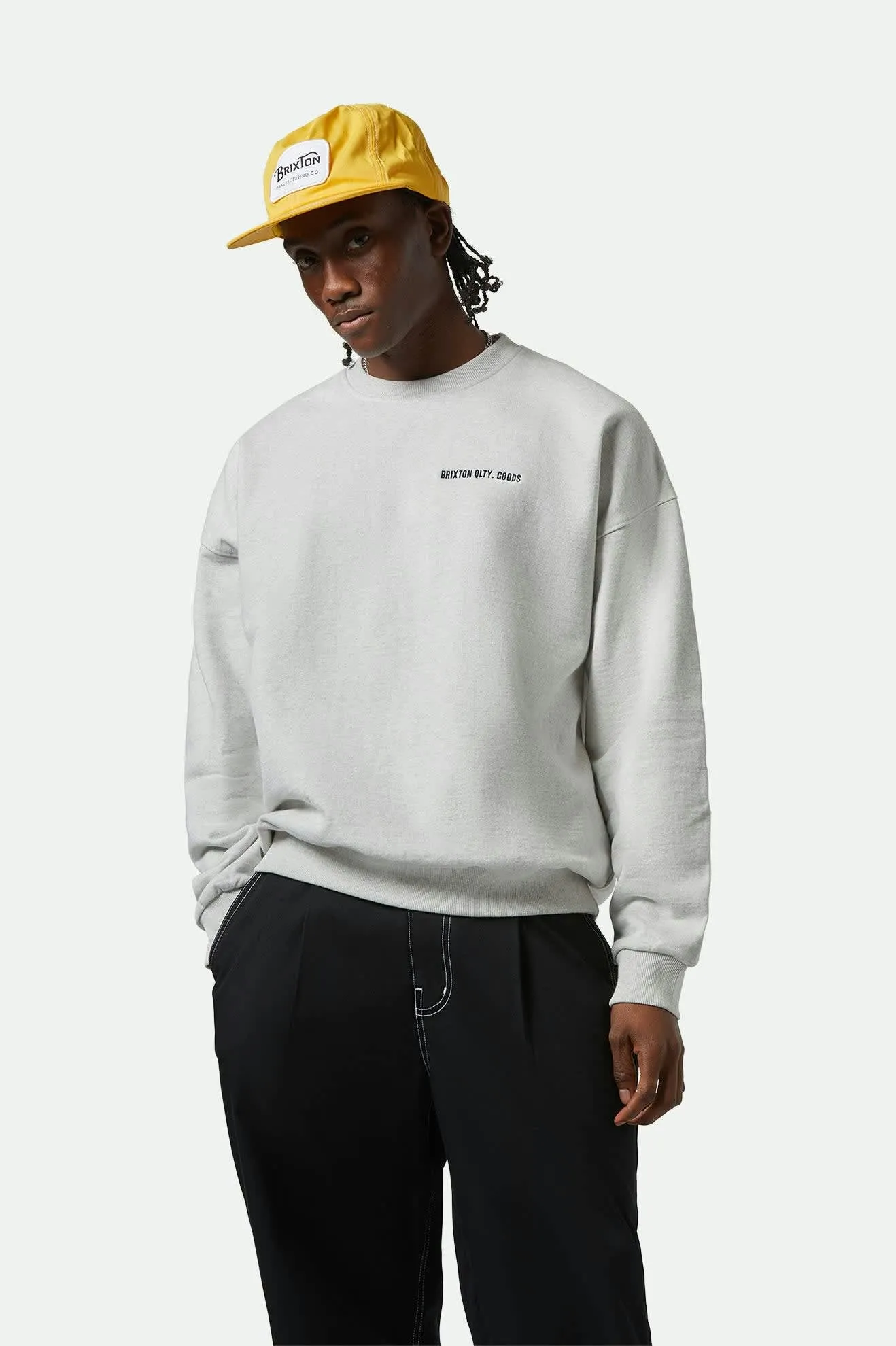 Embroidered Heavyweight Oversized Crew - Heather Grey Ash