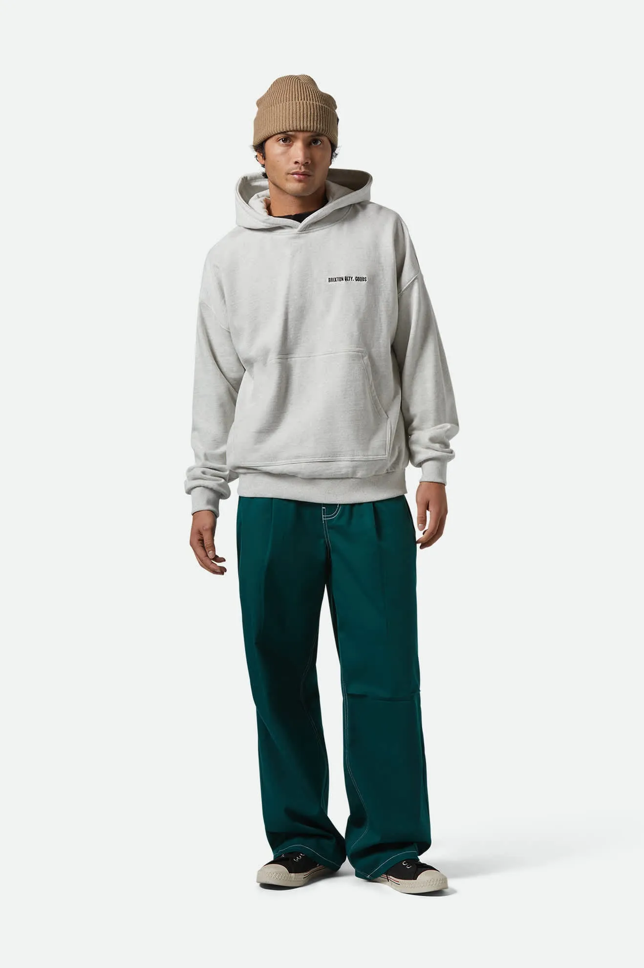 Embroidered Heavyweight Oversized Hoodie - Heather Grey Ash