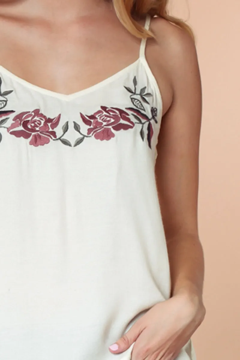Embroidered Rose Cami