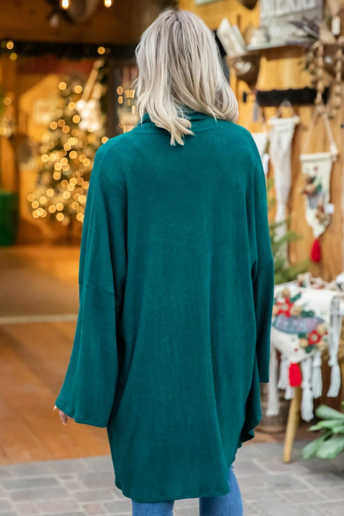 Emerald Green Drop Shoulder Cardigan