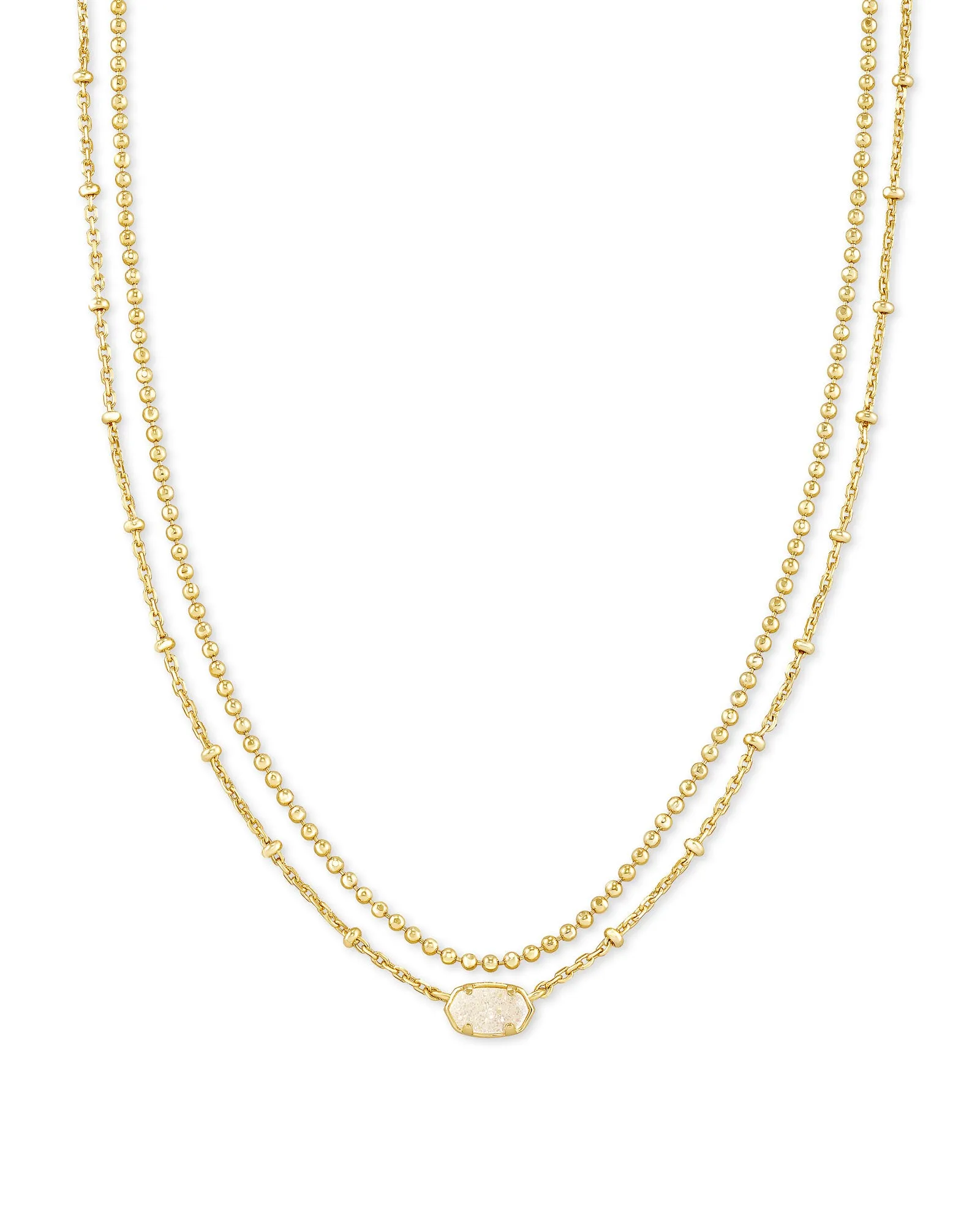 Emilie Multi Strand Necklace in Gold Iridescent Drusy