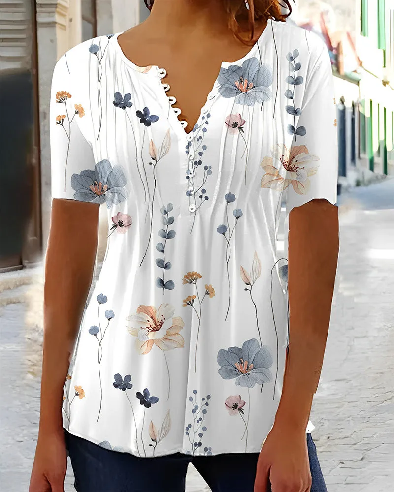 Emily™ - Short Sleeve Blouse with Button Closure