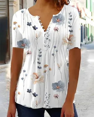 Emily™ - Short Sleeve Blouse with Button Closure
