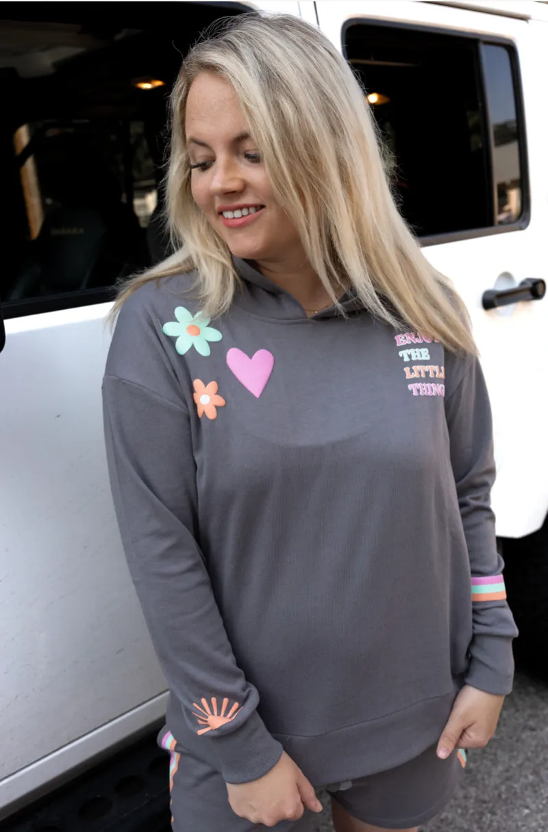 Enjoy The Little Things (Charcoal) - All Day Set / Terry Hoodie-Short Set