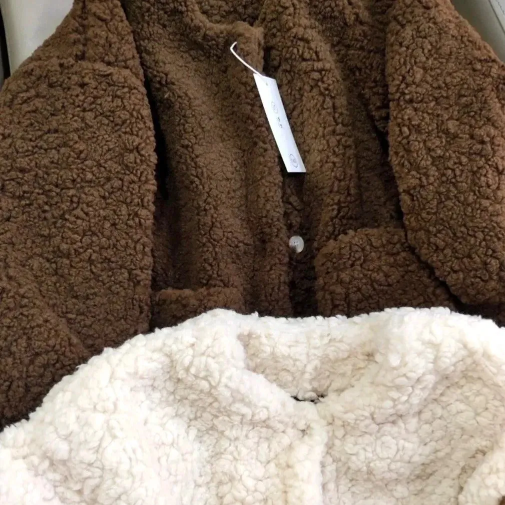 Etie Teddy Fleece Oversize Coat (Chocolate)