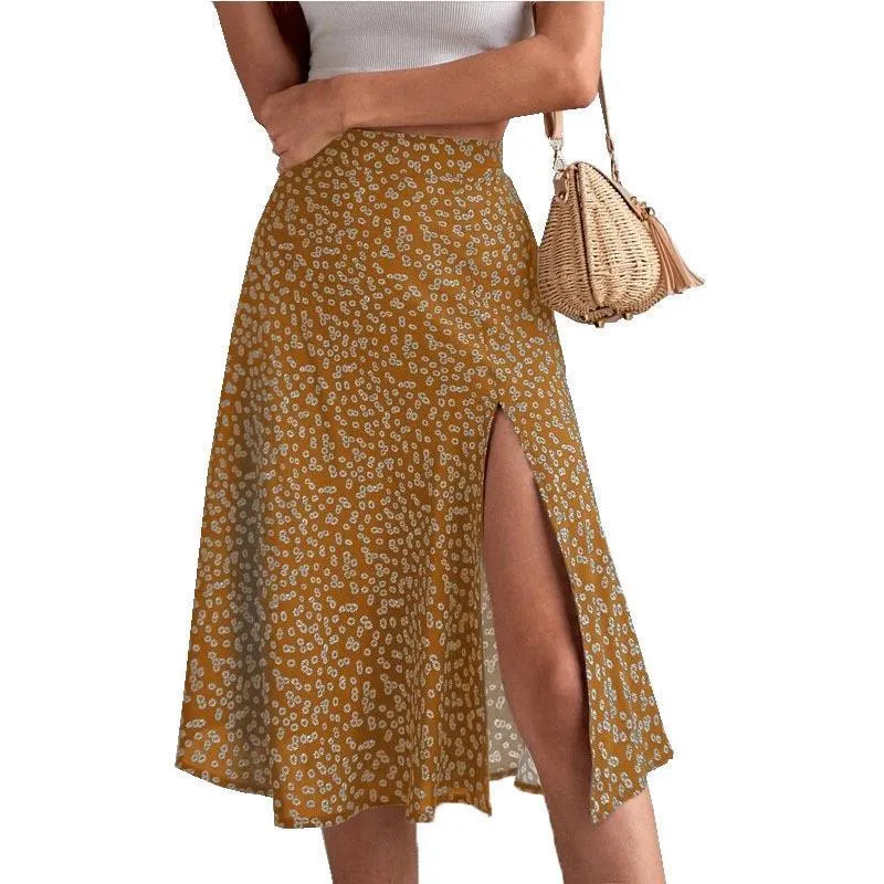 European & American Floral Midi Skirt