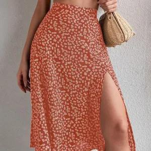European & American Floral Midi Skirt