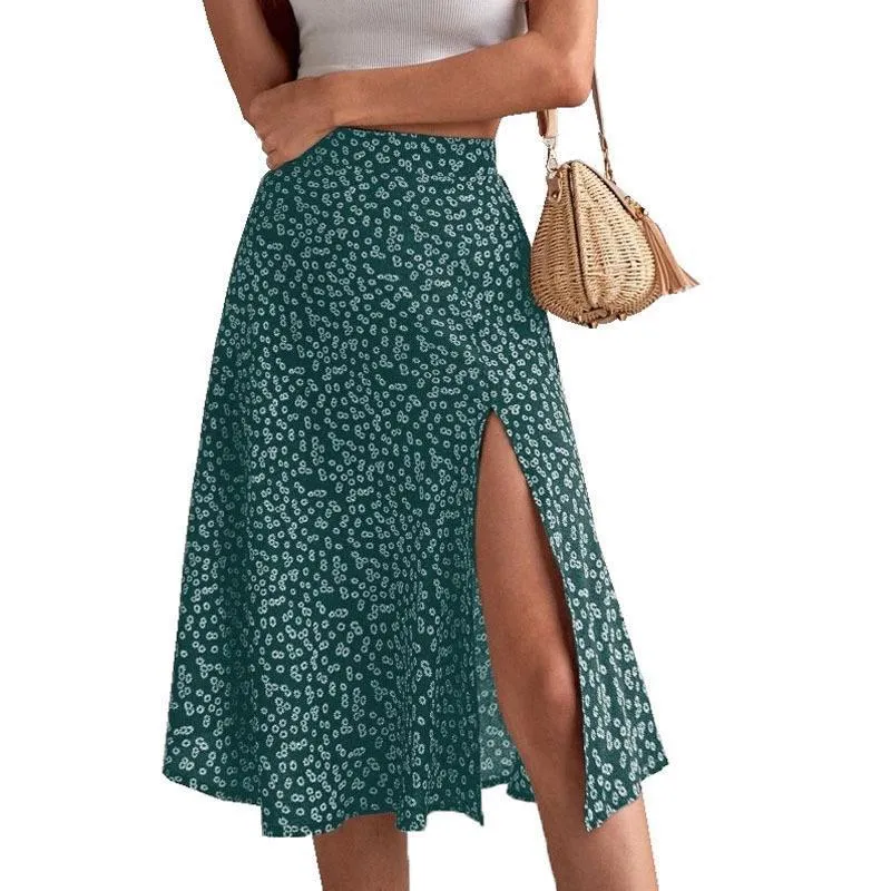 European & American Floral Midi Skirt