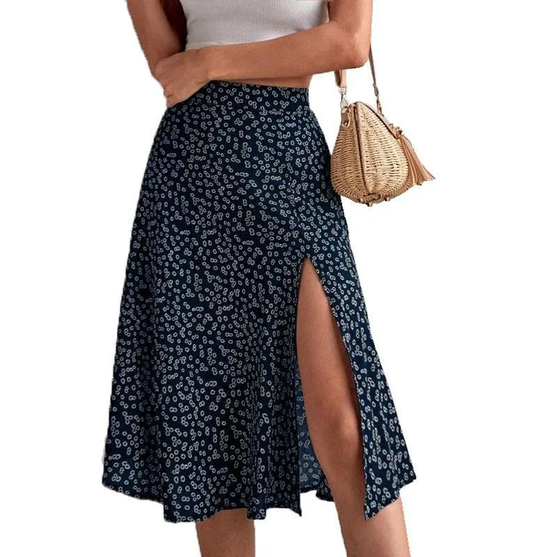 European & American Floral Midi Skirt