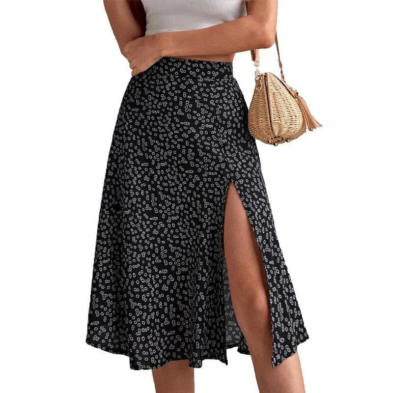 European & American Floral Midi Skirt