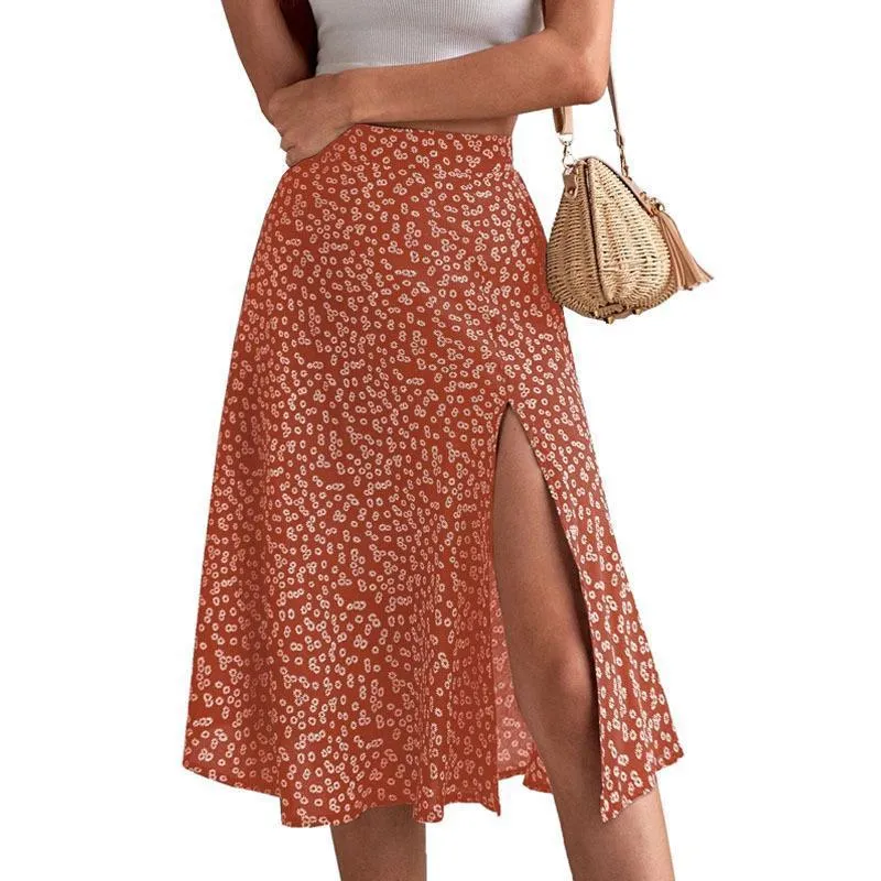 European & American Floral Midi Skirt