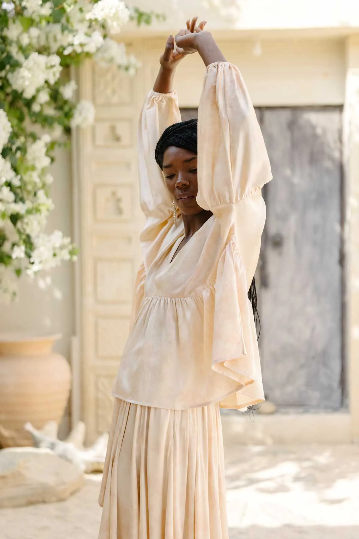 Eva Top & Orisa Dance Skirt Set Botanically Hand Dyed Silk - Made to Order
