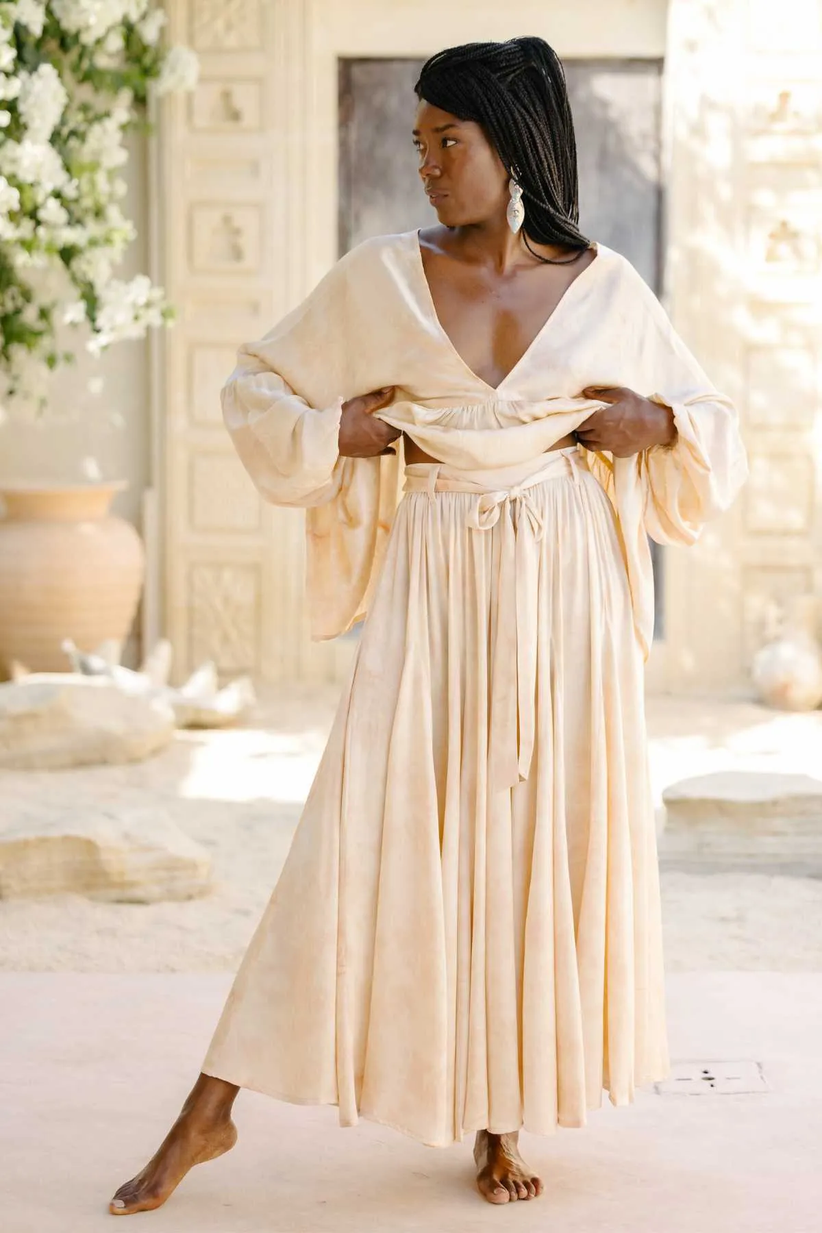 Eva Top & Orisa Dance Skirt Set Botanically Hand Dyed Silk - Made to Order