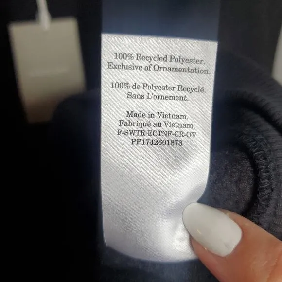Everlane The ReNew Fleece Oversized Crew Black Extra Small NWT Teddy Sweatshirt