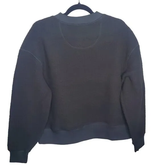 Everlane The ReNew Fleece Oversized Crew Black Extra Small NWT Teddy Sweatshirt