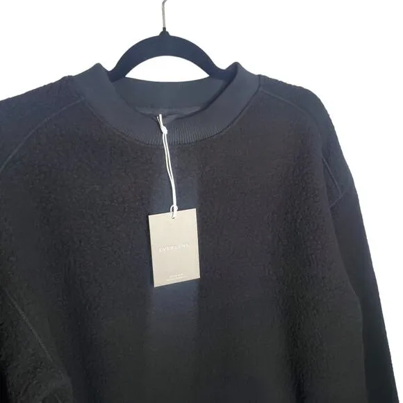 Everlane The ReNew Fleece Oversized Crew Black Extra Small NWT Teddy Sweatshirt