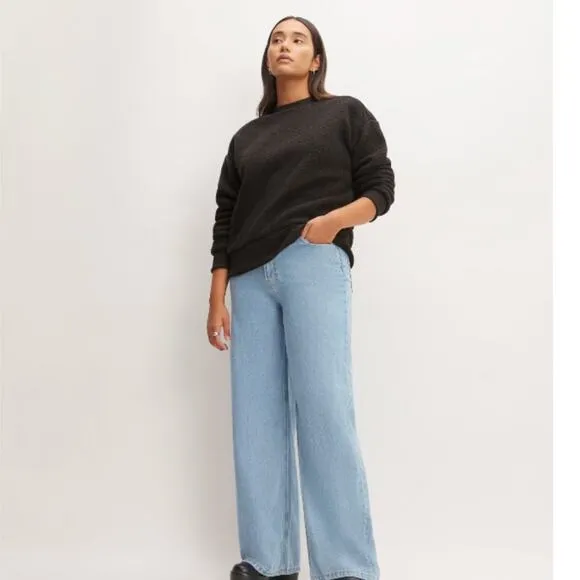 Everlane The ReNew Fleece Oversized Crew Black Extra Small NWT Teddy Sweatshirt