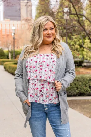 Fading Skylines Pocket Cardigan- Grey