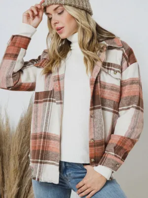 Fall Feeling Plaid Shacket: Rust Mix