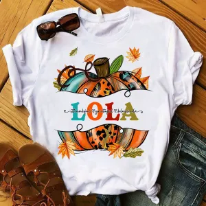 Fall Pumpkin Thankful Blessed Lola Shirt 944