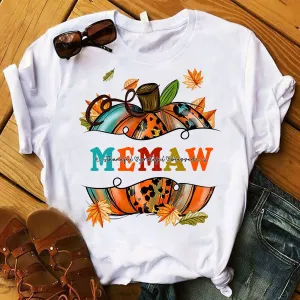 Fall Pumpkin Thankful Blessed Memaw Shirt 948