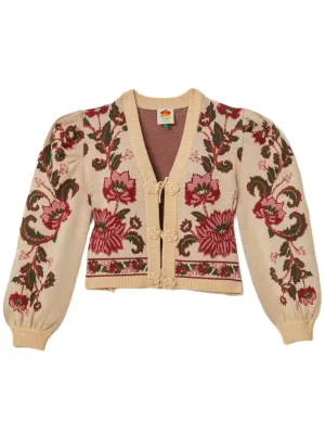 Farm Rio Knit Cardigan in Ravenala Off-White