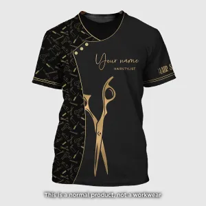 Fashion Custom Hair Uniform Hairdresser Tee Shirt Hairstylist Tools T-Shirts 2 (Non workwear)