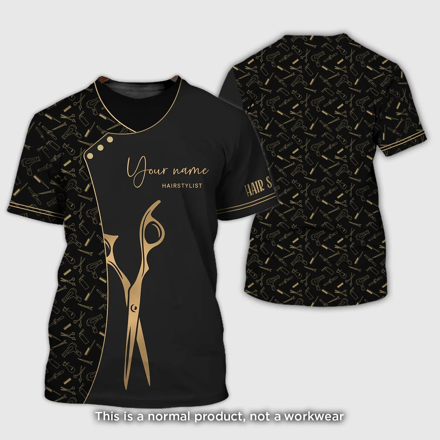 Fashion Custom Hair Uniform Hairdresser Tee Shirt Hairstylist Tools T-Shirts 2 (Non workwear)