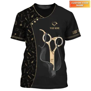 Fashion Custom Hair Uniform Hairdresser Tee Shirt Hairstylist Tools T-Shirts (Non workwear)
