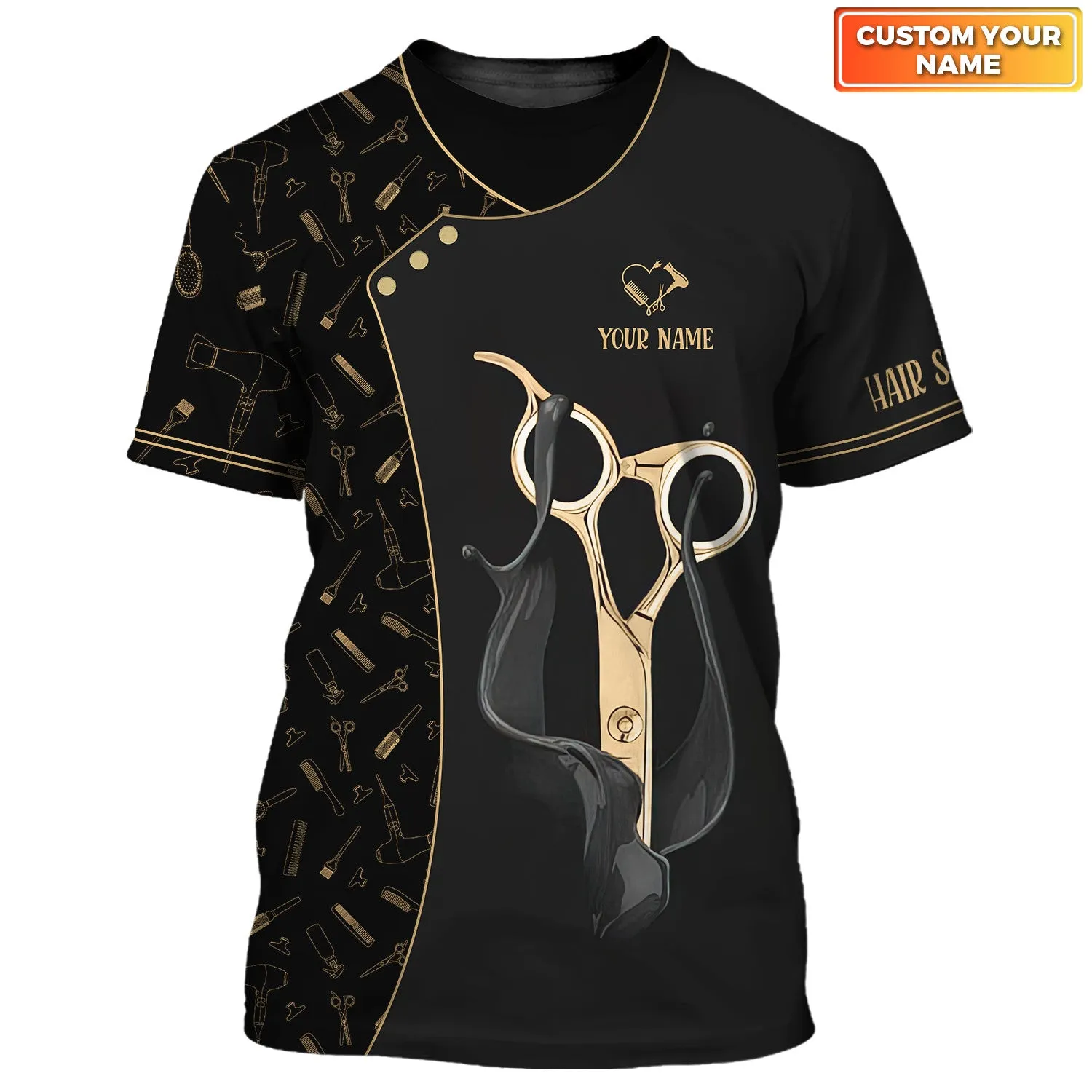 Fashion Custom Hair Uniform Hairdresser Tee Shirt Hairstylist Tools T-Shirts (Non workwear)