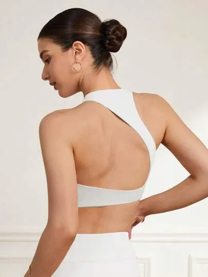 Fashionable Solid Color Hollow Out Sports Bra – Summer Activewear