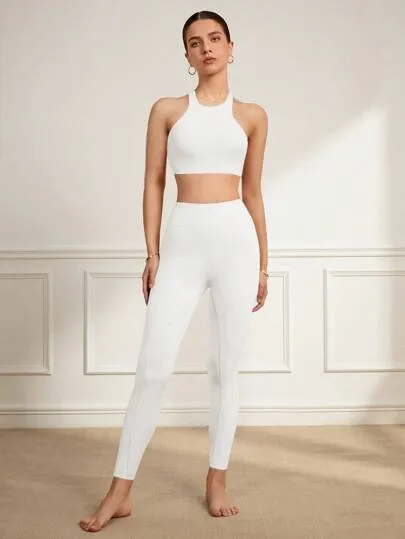 Fashionable Solid Color Hollow Out Sports Bra – Summer Activewear
