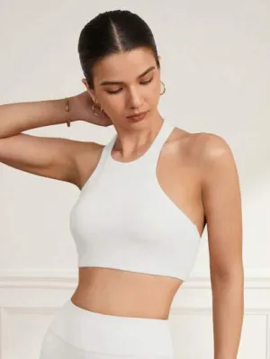 Fashionable Solid Color Hollow Out Sports Bra – Summer Activewear