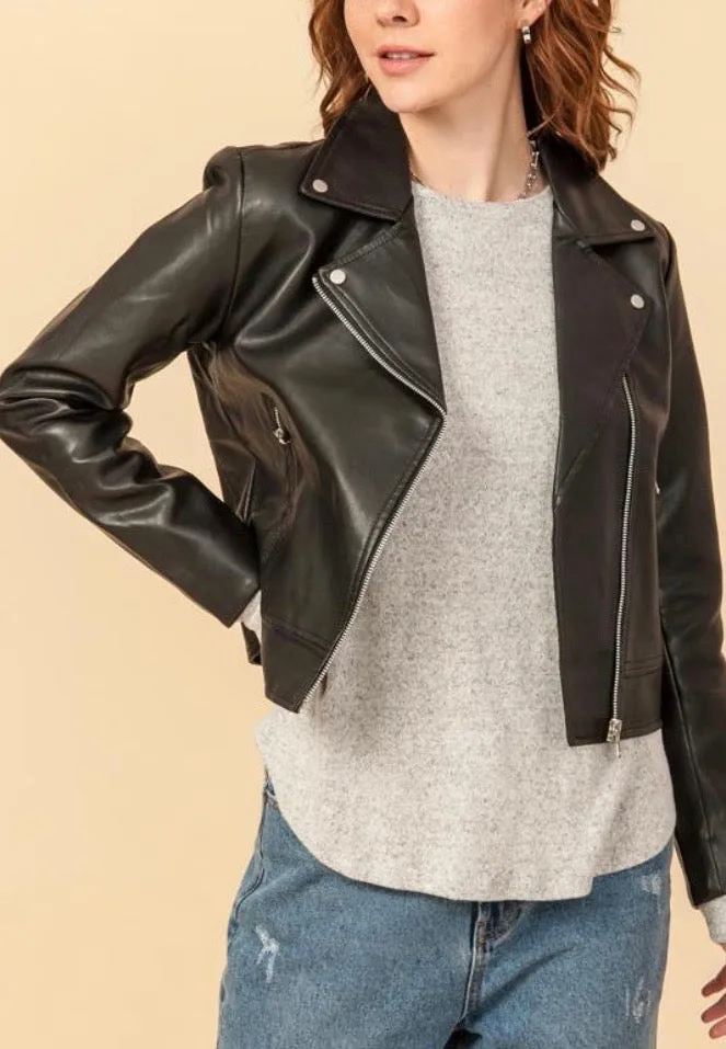 Faux Eco Leather Biker Jacket