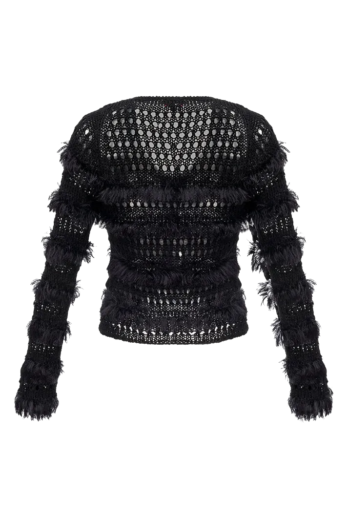 Feather Silk-Blend Cardigan | Black