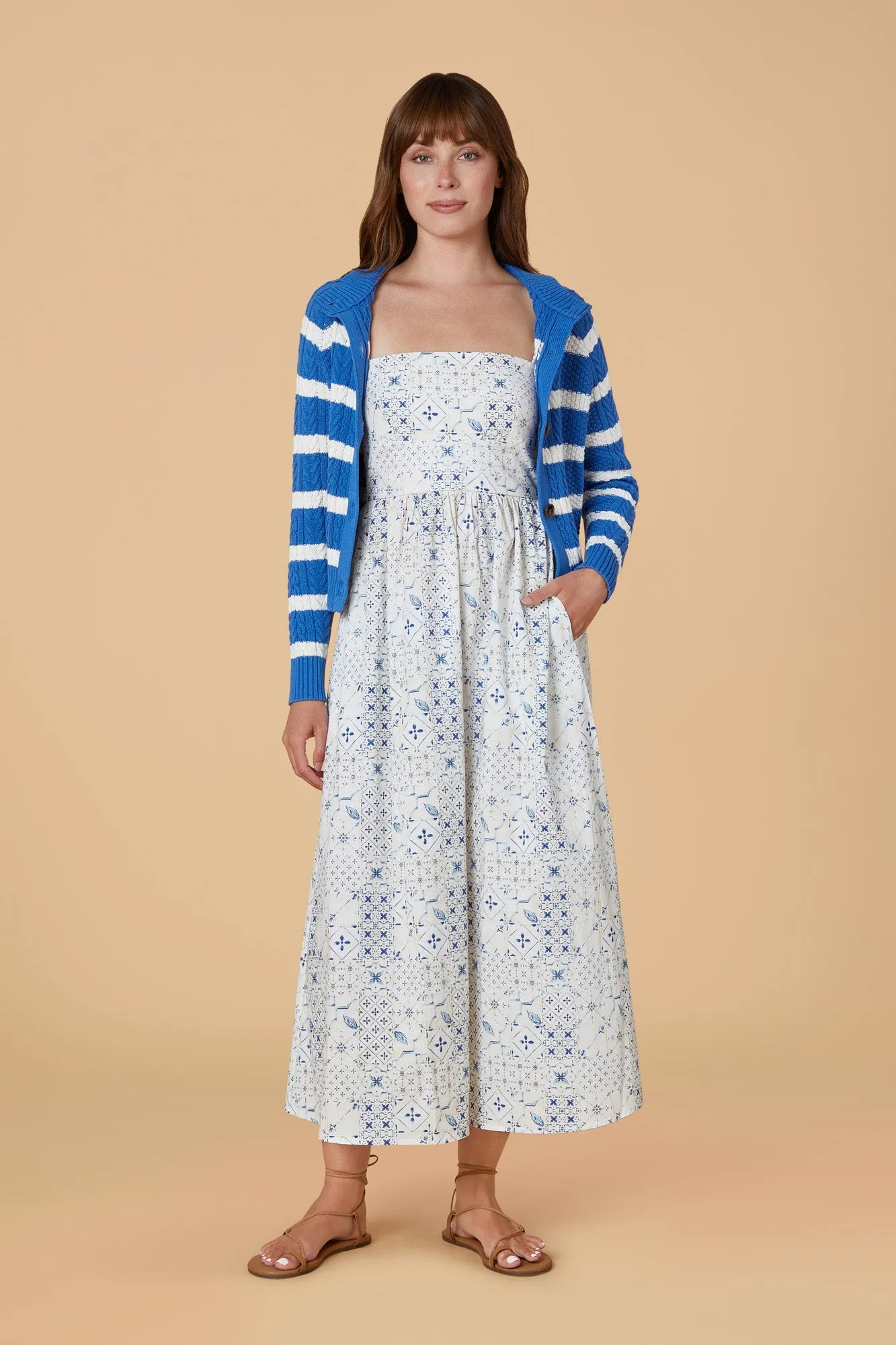Fisherman Cardigan Blue Knit by Olivia by Livro