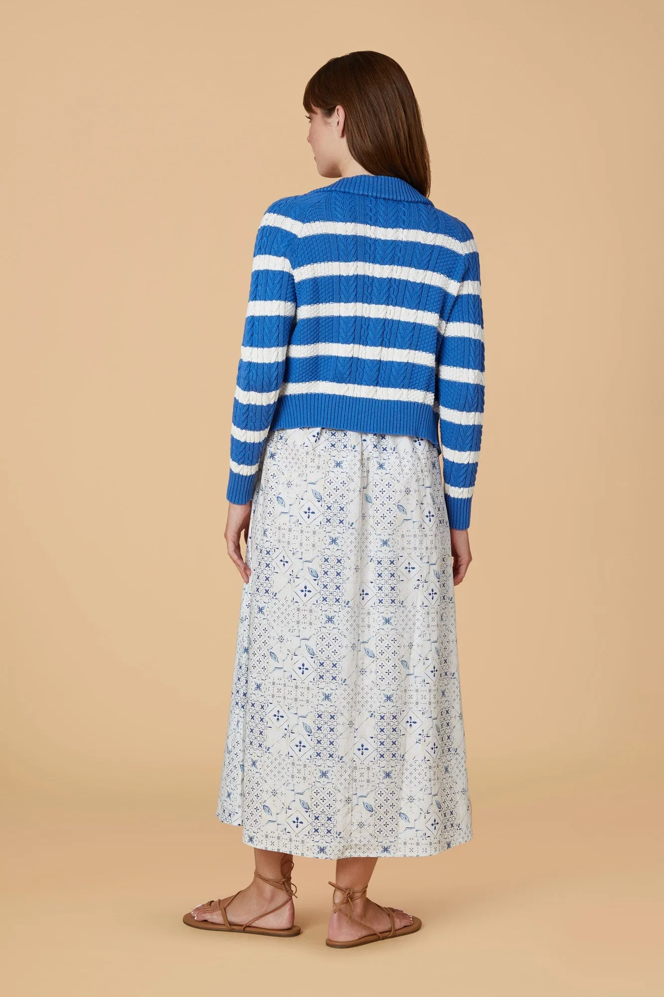 Fisherman Cardigan Blue Knit by Olivia by Livro