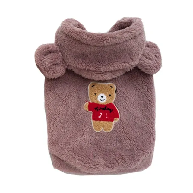Fleece Dog Hoodie - Winter Coat for Small Dogs & Pets
