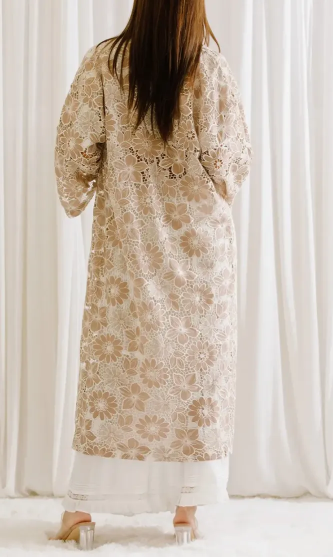 Floral Lace Open Front Kimono Robe