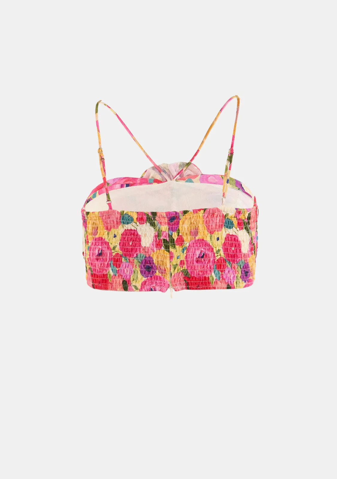 Floral Print With Flower V Strap Top