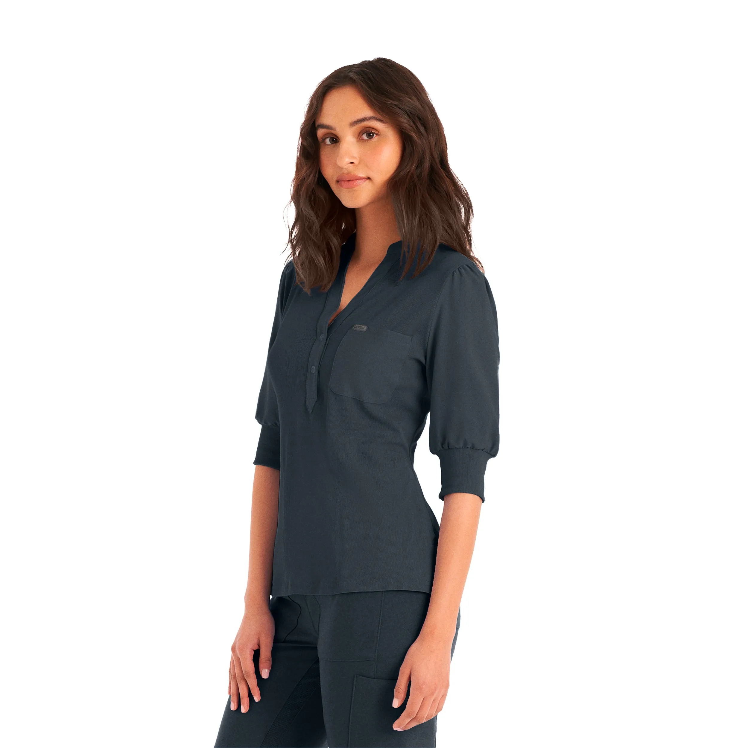 Forward LT114 Women's 3 Pocket Y Neck Scrub Top Pewter