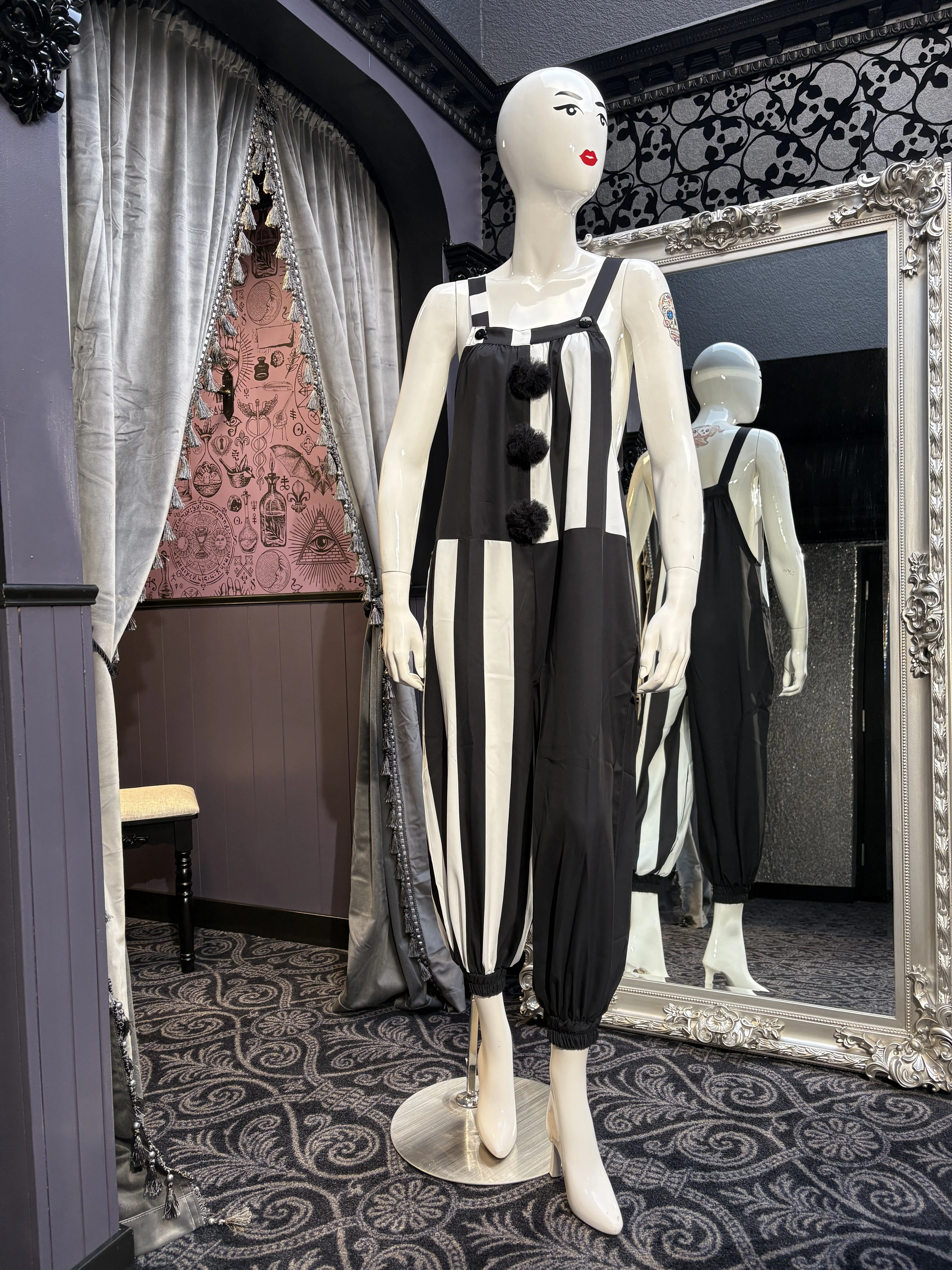 FoxBlood - Black and White Sideshow Overalls