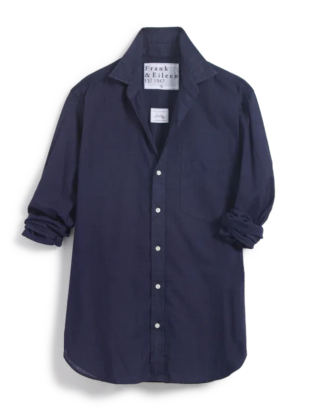 Frank & Eileen - Joedy Boyfriend Button Up Shirt - Navy Textured